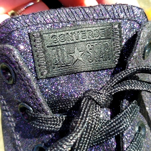 Price drop! Converse All Star Women 9.5, Men 7.5. Purple Glitter low top shoe - Picture 10 of 16